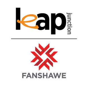 Fanshawe Leap Junction Logo with the words leap junction across the top and the red Fanshawe College logo underneath